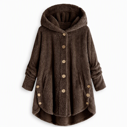 📢📢 50% Rabatt – Nur heute! 🧥✨ Damen Winter Einfarbiger asymmetrischer Knopf Plüsch Fleece Mantel