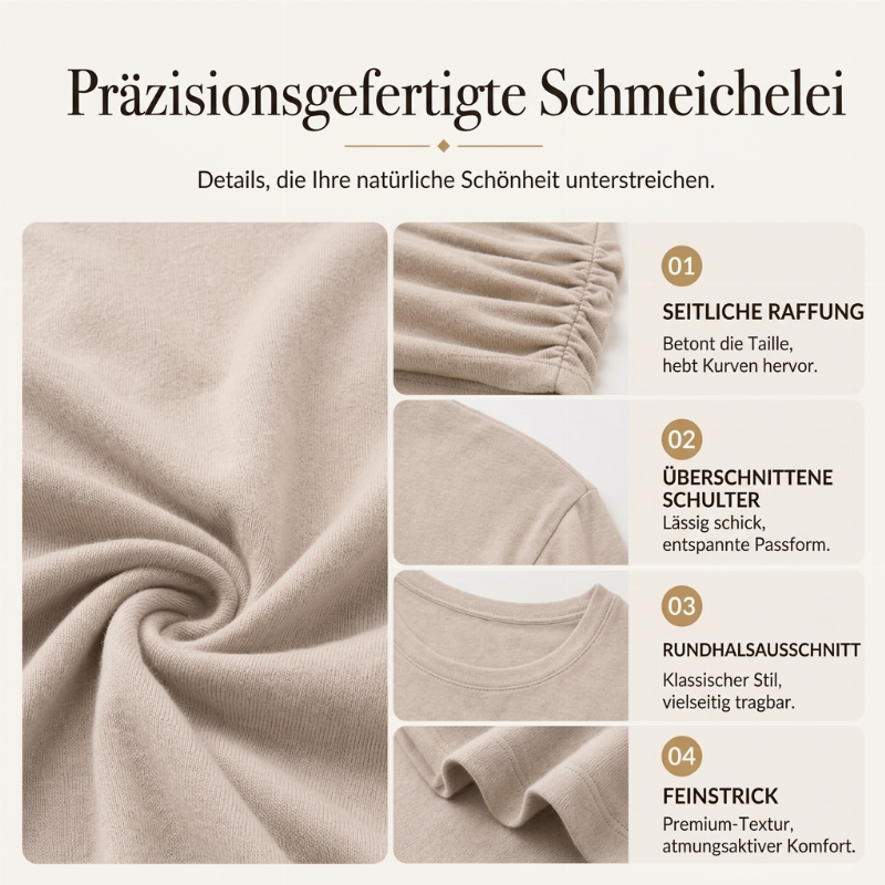 🎉💖🔥🎁Freizeit-Top für Damen mit Rundhals und gerafftem Saum