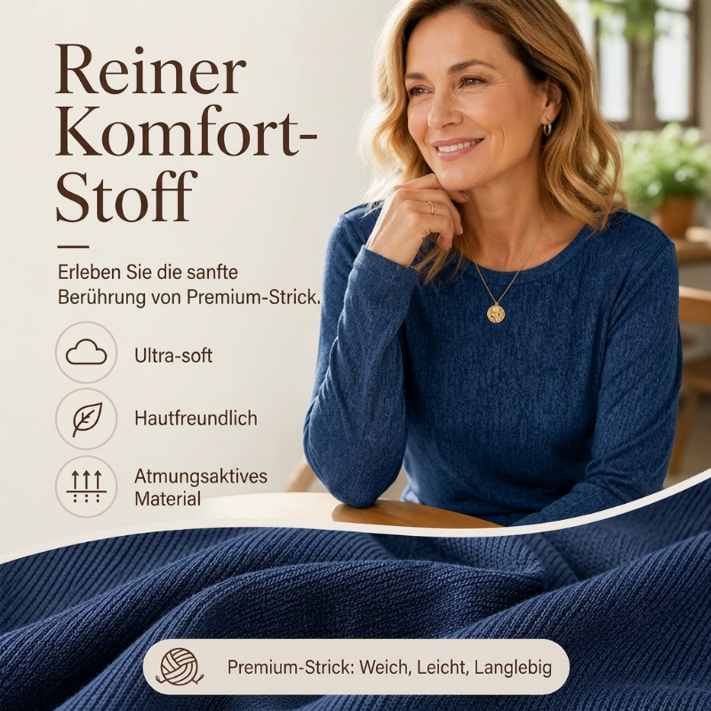 🎉💖🔥🎁Freizeit-Top für Damen mit Rundhals und gerafftem Saum