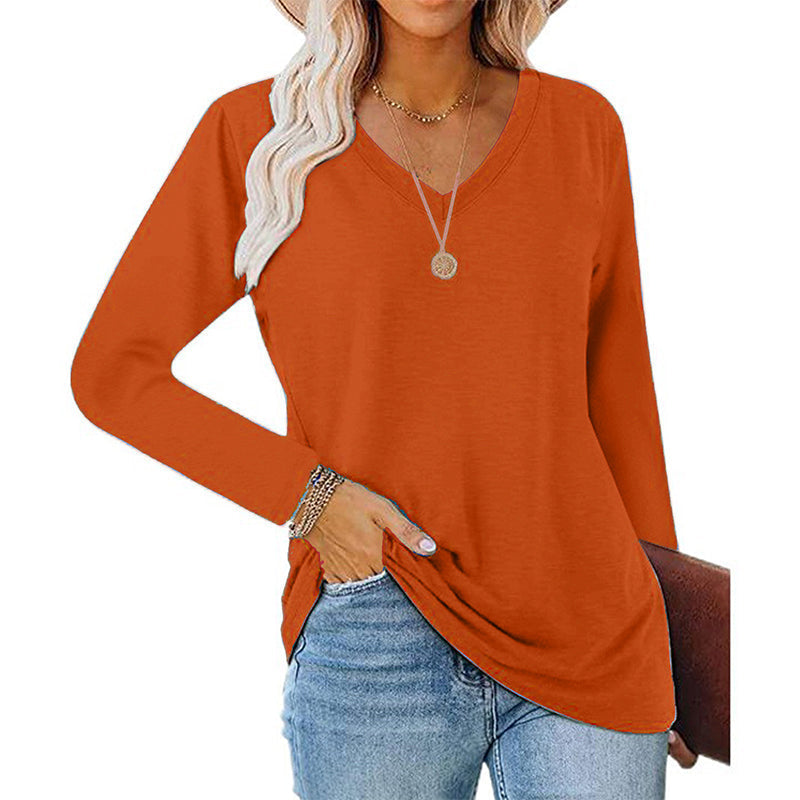🌿 Lässig & feminin – Langarmshirt mit V-Ausschnitt – Weicher Stoff, lockerer Schnitt & vielseitig kombinierbar – Jetzt 50% Rabatt!