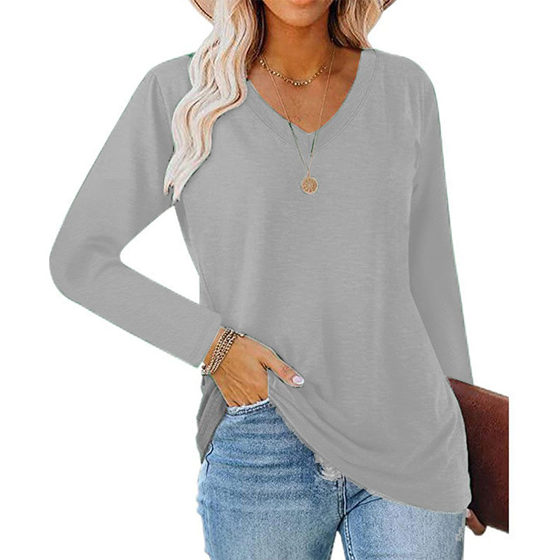 🌿 Lässig & feminin – Langarmshirt mit V-Ausschnitt – Weicher Stoff, lockerer Schnitt & vielseitig kombinierbar – Jetzt 50% Rabatt!