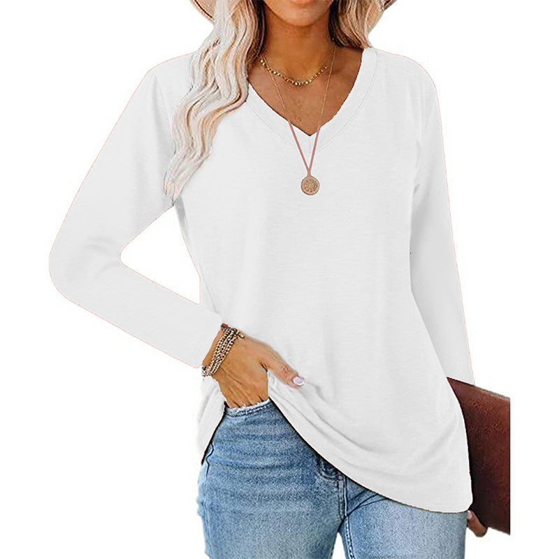 🌿 Lässig & feminin – Langarmshirt mit V-Ausschnitt – Weicher Stoff, lockerer Schnitt & vielseitig kombinierbar – Jetzt 50% Rabatt!