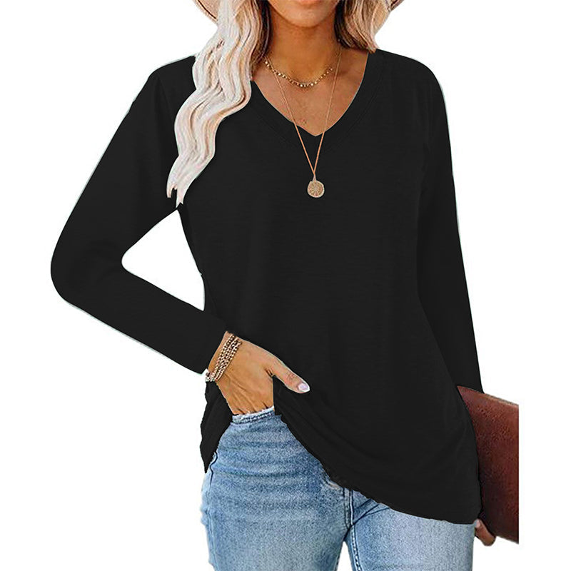 🌿 Lässig & feminin – Langarmshirt mit V-Ausschnitt – Weicher Stoff, lockerer Schnitt & vielseitig kombinierbar – Jetzt 50% Rabatt!