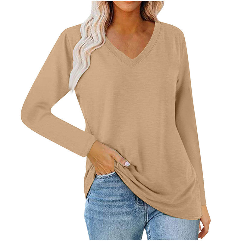 🌿 Lässig & feminin – Langarmshirt mit V-Ausschnitt – Weicher Stoff, lockerer Schnitt & vielseitig kombinierbar – Jetzt 50% Rabatt!