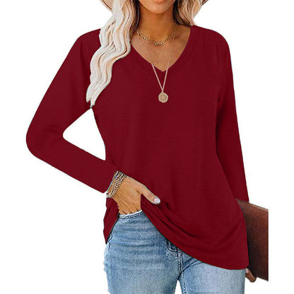 🌿 Lässig & feminin – Langarmshirt mit V-Ausschnitt – Weicher Stoff, lockerer Schnitt & vielseitig kombinierbar – Jetzt 50% Rabatt!