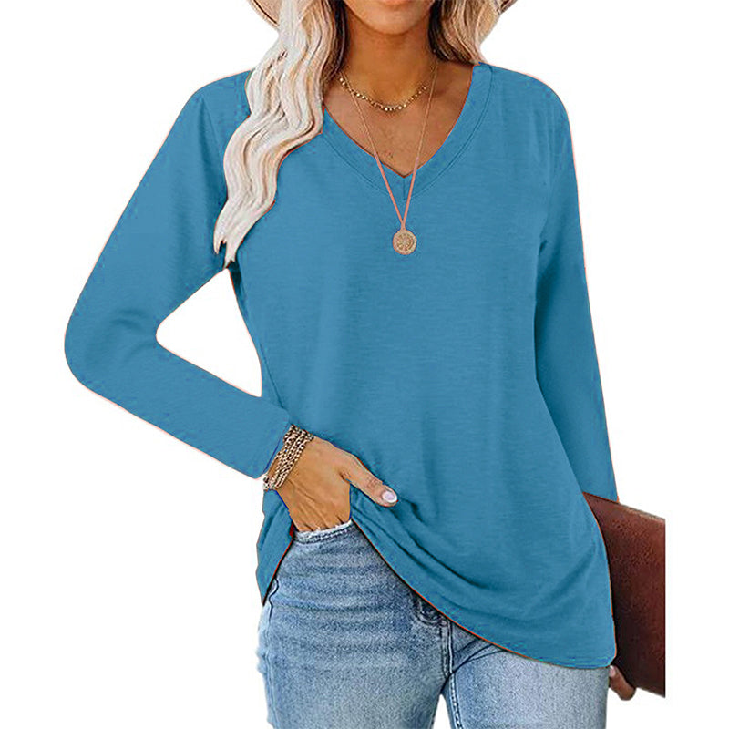 🌿 Lässig & feminin – Langarmshirt mit V-Ausschnitt – Weicher Stoff, lockerer Schnitt & vielseitig kombinierbar – Jetzt 50% Rabatt!