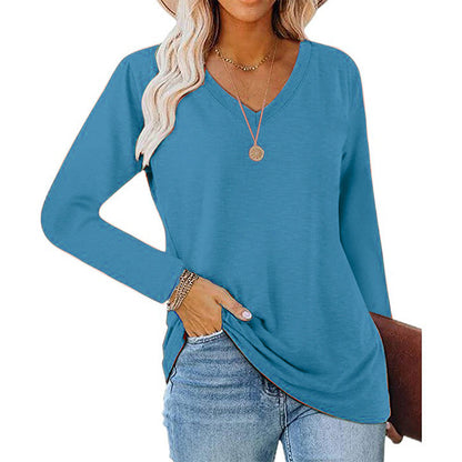 🌿 Lässig & feminin – Langarmshirt mit V-Ausschnitt – Weicher Stoff, lockerer Schnitt & vielseitig kombinierbar – Jetzt 50% Rabatt!