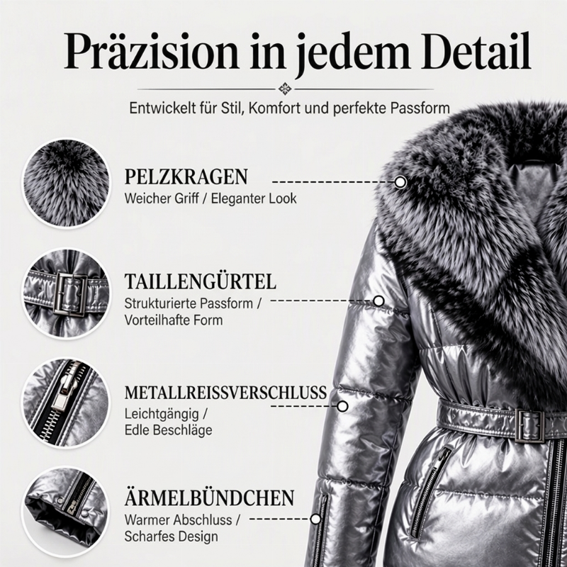 📢50%Rabatt!!!✨Gesteppte Damenjacke mit Kunstfellkragen