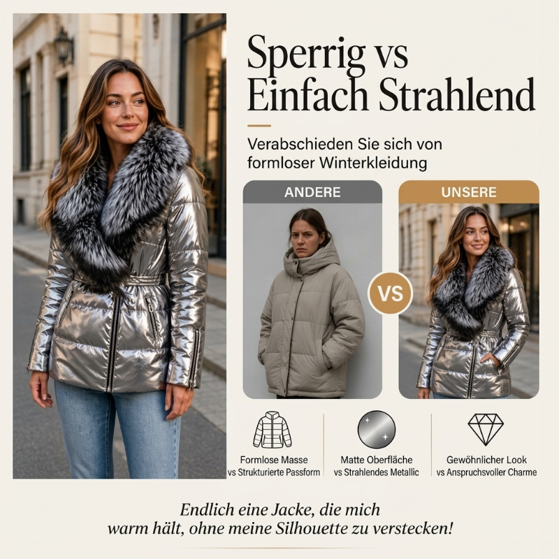 📢50%Rabatt!!!✨Gesteppte Damenjacke mit Kunstfellkragen