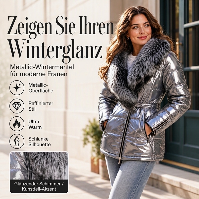 📢50%Rabatt!!!✨Gesteppte Damenjacke mit Kunstfellkragen