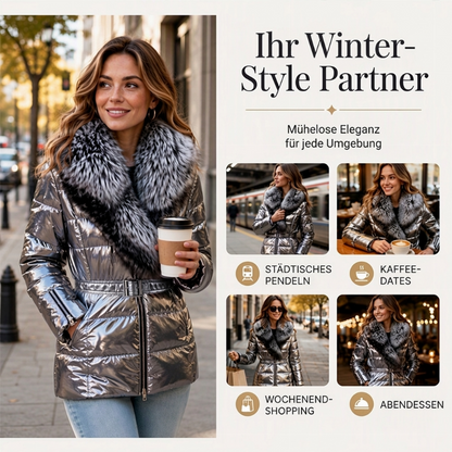 📢50%Rabatt!!!✨Gesteppte Damenjacke mit Kunstfellkragen