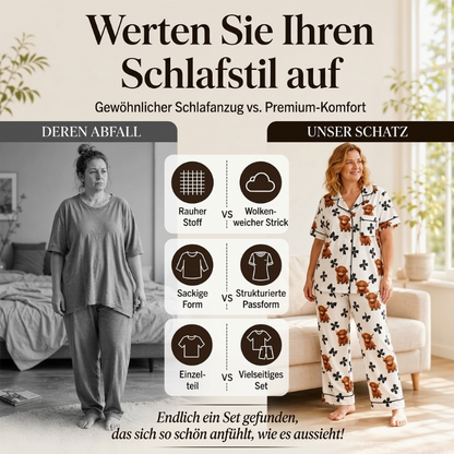 🧸💕 Damen-3-teiliges Pyjama-Set mit Teddybär-Print – Weich, gemütlich & vielseitig für entspannte Nächte 🌙