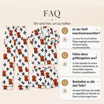 🧸💕 Damen-3-teiliges Pyjama-Set mit Teddybär-Print – Weich, gemütlich & vielseitig für entspannte Nächte 🌙