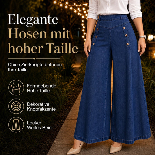 🙌 50% Wiederkaufquote – Qualität überzeugt! High-Waist Jeans mit weiter Beinform, Stretch-Denim und dekorativen Knöpfen