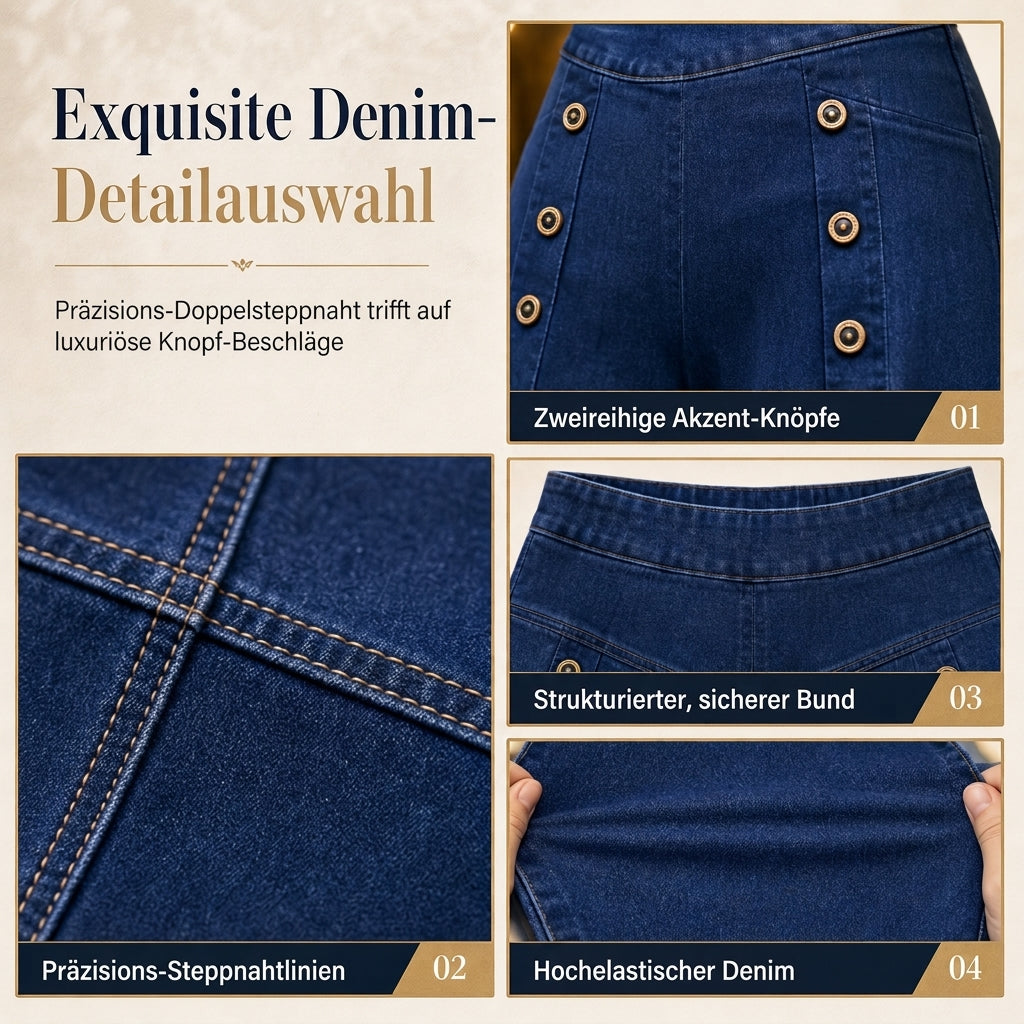 🙌 50% Wiederkaufquote – Qualität überzeugt! High-Waist Jeans mit weiter Beinform, Stretch-Denim und dekorativen Knöpfen