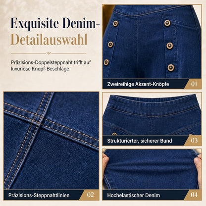 🙌 50% Wiederkaufquote – Qualität überzeugt! High-Waist Jeans mit weiter Beinform, Stretch-Denim und dekorativen Knöpfen