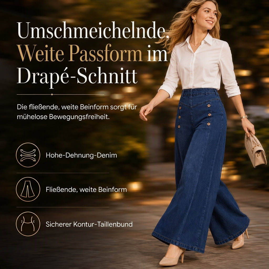🙌 50% Wiederkaufquote – Qualität überzeugt! High-Waist Jeans mit weiter Beinform, Stretch-Denim und dekorativen Knöpfen