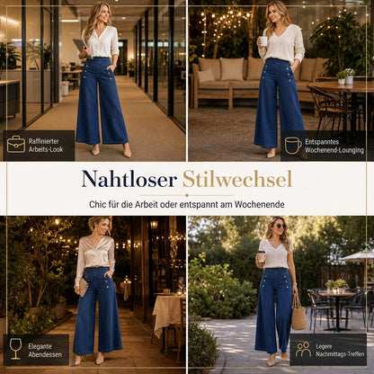 🙌 50% Wiederkaufquote – Qualität überzeugt! High-Waist Jeans mit weiter Beinform, Stretch-Denim und dekorativen Knöpfen