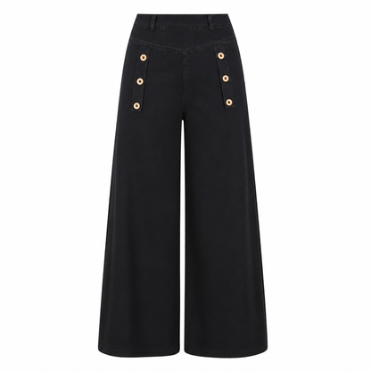 🙌 50% Wiederkaufquote – Qualität überzeugt! High-Waist Jeans mit weiter Beinform, Stretch-Denim und dekorativen Knöpfen