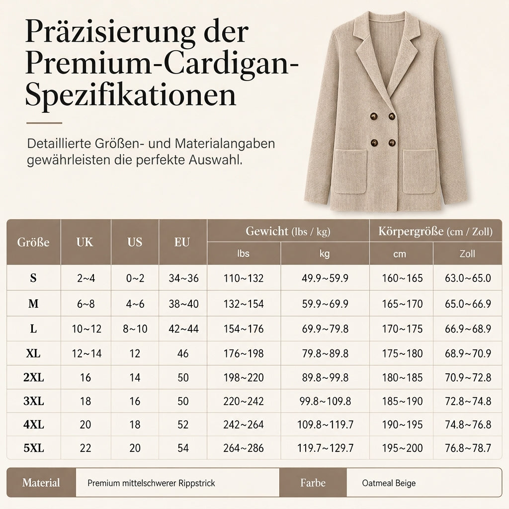📢📢50%Rabatt!!!🎉✨Damen zweireihige Rippstrick-Strickjacke mit Taschen und Reverskragen