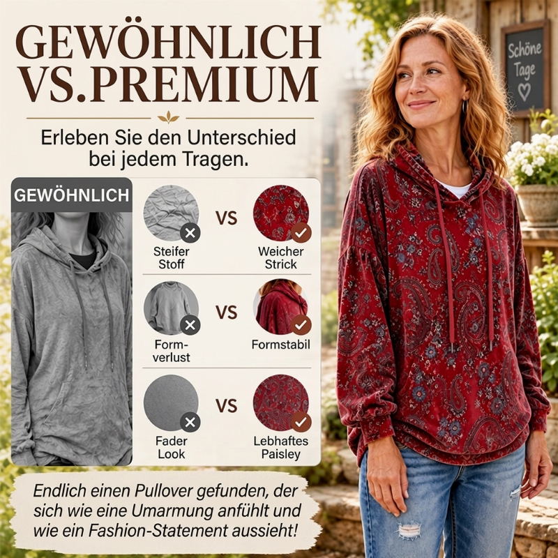 🚨Nur noch wenige auf Lager!🚨 Damen-Kapuzenpullover mit Paisley-Print und Kordelzug