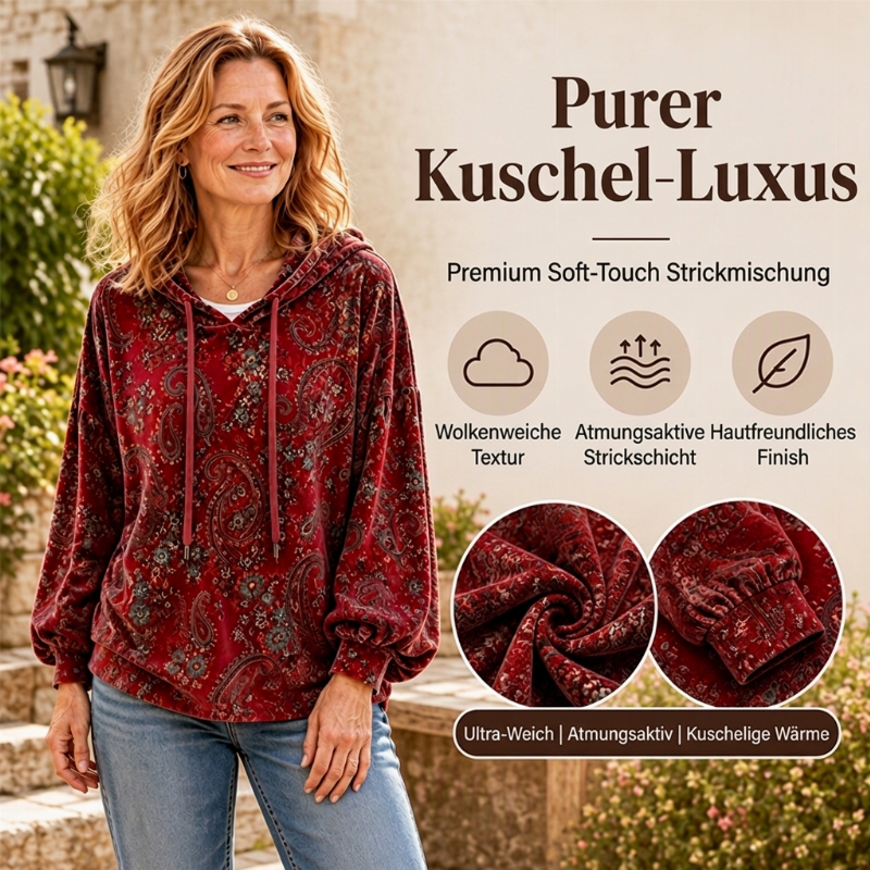🚨Nur noch wenige auf Lager!🚨 Damen-Kapuzenpullover mit Paisley-Print und Kordelzug