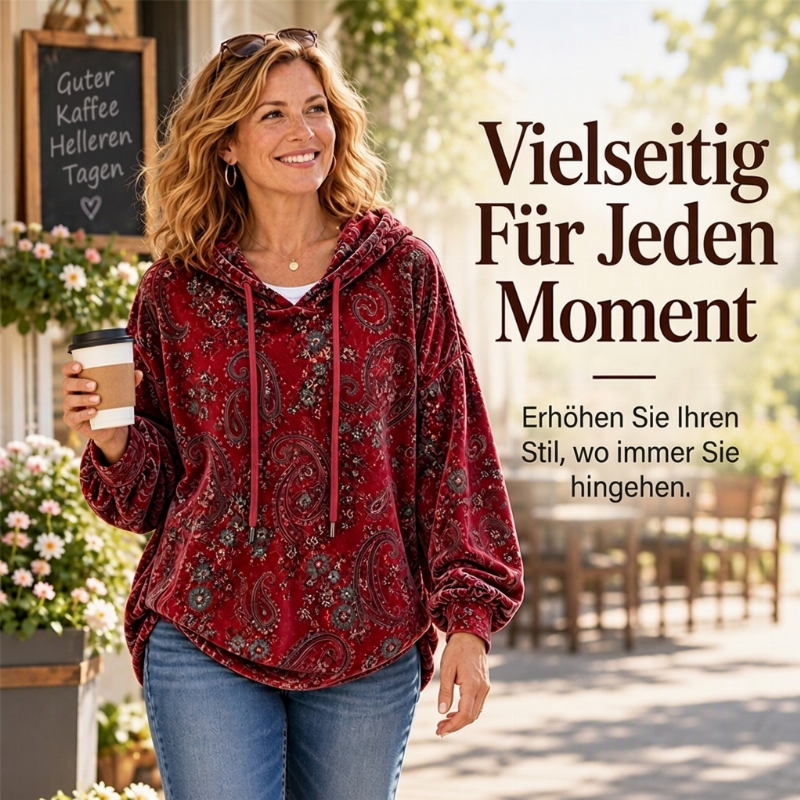 🚨Nur noch wenige auf Lager!🚨 Damen-Kapuzenpullover mit Paisley-Print und Kordelzug