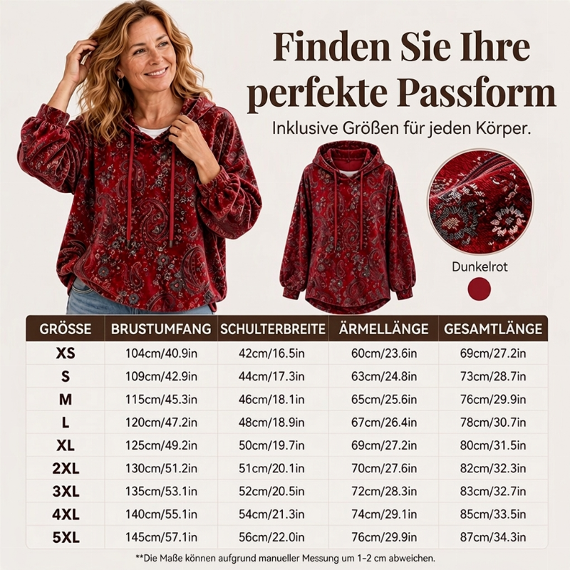 🚨Nur noch wenige auf Lager!🚨 Damen-Kapuzenpullover mit Paisley-Print und Kordelzug