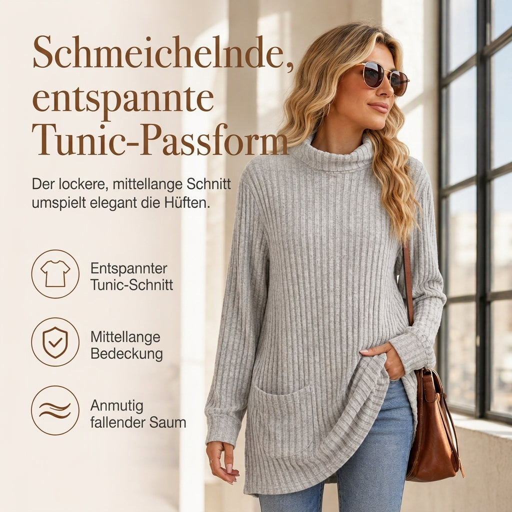 📢🎉50%Rabatt!!!🛍️✨Damen Langarmshirt mit lockerem Sitz, Mock-Neck-Kragen