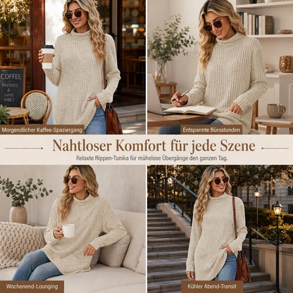 📢🎉50%Rabatt!!!🛍️✨Damen Langarmshirt mit lockerem Sitz, Mock-Neck-Kragen