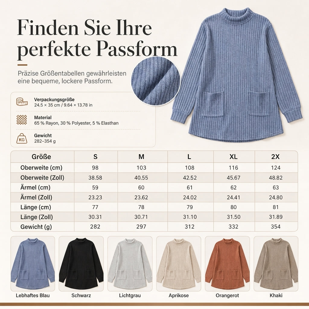 📢🎉50%Rabatt!!!🛍️✨Damen Langarmshirt mit lockerem Sitz, Mock-Neck-Kragen