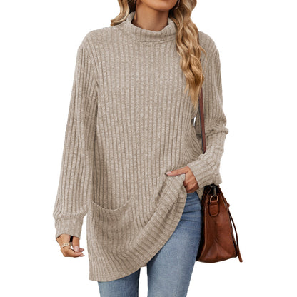 📢🎉50%Rabatt!!!🛍️✨Damen Langarmshirt mit lockerem Sitz, Mock-Neck-Kragen