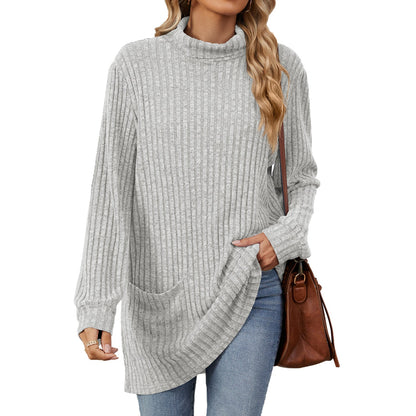 📢🎉50%Rabatt!!!🛍️✨Damen Langarmshirt mit lockerem Sitz, Mock-Neck-Kragen