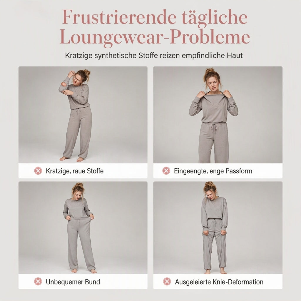 📢🎉50%Rabatt!!!🛍️✨Freizeit Zweiteiliges Strick-Lounge-Set für Damen mit Mock-Neck Langarm-Sweatshirt und hochtaillierten weit geschnittenen Hosen