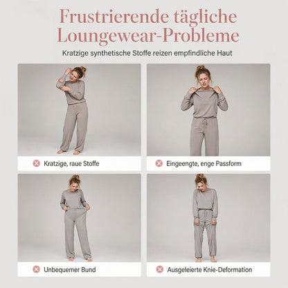 📢🎉50%Rabatt!!!🛍️✨Freizeit Zweiteiliges Strick-Lounge-Set für Damen mit Mock-Neck Langarm-Sweatshirt und hochtaillierten weit geschnittenen Hosen