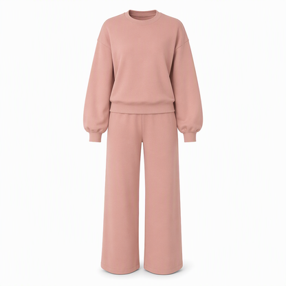📢🎉50%Rabatt!!!🛍️✨Freizeit Zweiteiliges Strick-Lounge-Set für Damen mit Mock-Neck Langarm-Sweatshirt und hochtaillierten weit geschnittenen Hosen