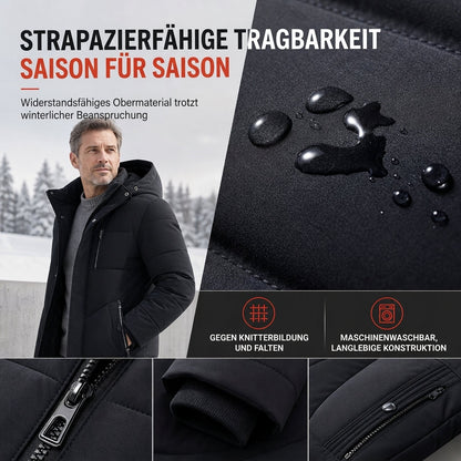 🎯 50% Rabatt + Gratis Versand! 🚚 Herren mittellange wattierte Winterjacke, business-elegant & lässig, für Männer mittleren Alters