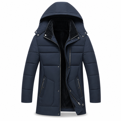 🎯 50% Rabatt + Gratis Versand! 🚚 Herren mittellange wattierte Winterjacke, business-elegant & lässig, für Männer mittleren Alters