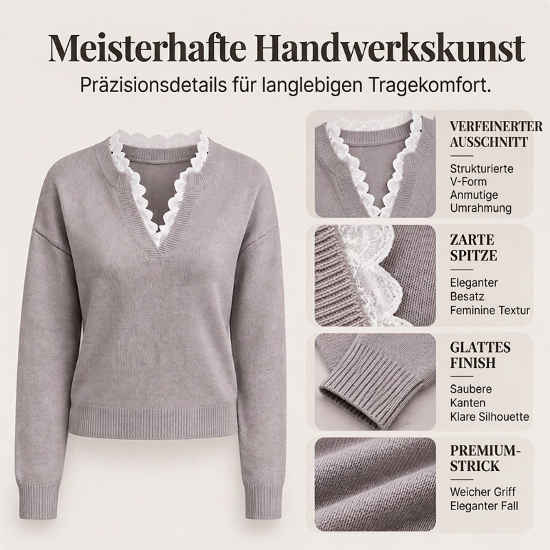 📢🎉50%Rabatt!!!🛍️✨Damen Rollkragen-Strickpullover mit Spitzenbesatz