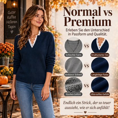 📢🎉50%Rabatt!!!🛍️✨Damen Rollkragen-Strickpullover mit Spitzenbesatz