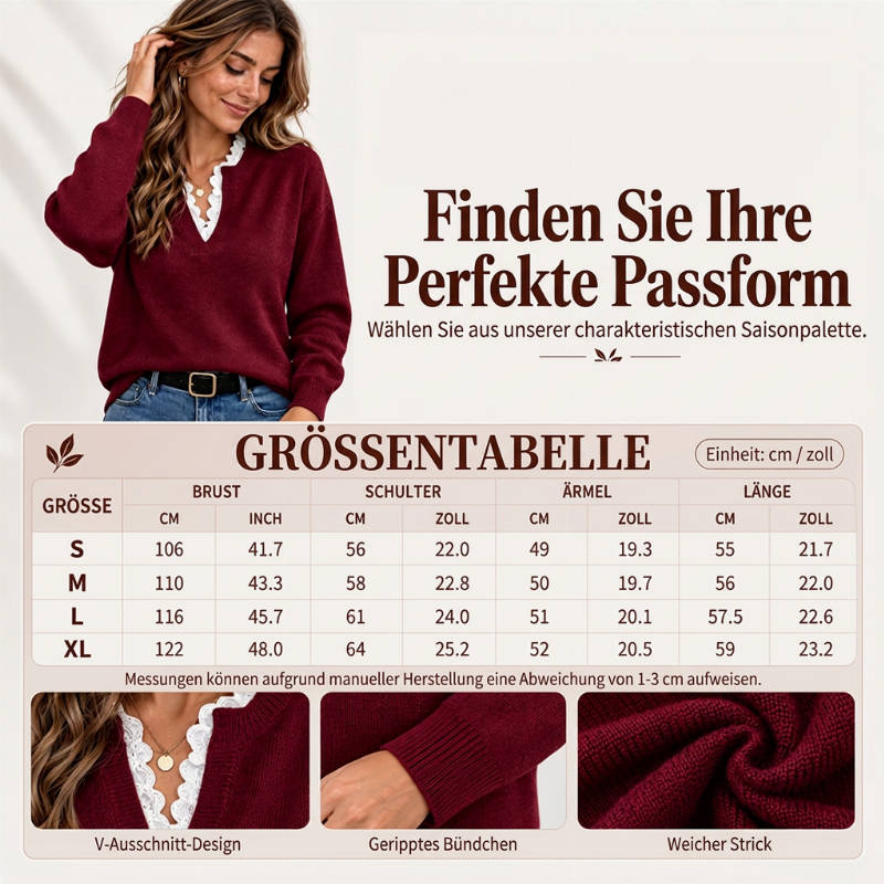📢🎉50%Rabatt!!!🛍️✨Damen Rollkragen-Strickpullover mit Spitzenbesatz