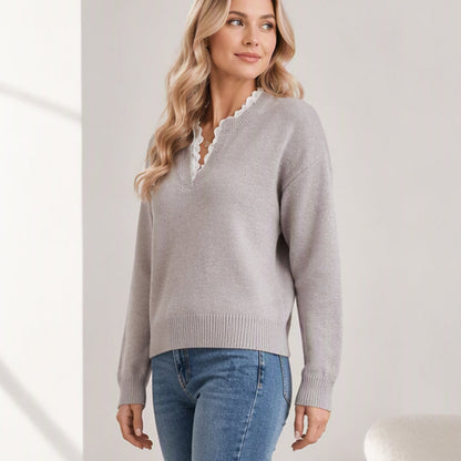 📢🎉50%Rabatt!!!🛍️✨Damen Rollkragen-Strickpullover mit Spitzenbesatz
