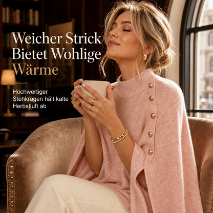 ✨Neu Eingetroffen!✨Damen Strickumhang-Poncho mit Knopfleiste