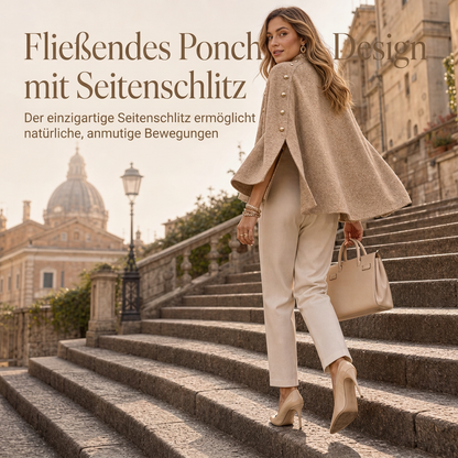 ✨Neu Eingetroffen!✨Damen Strickumhang-Poncho mit Knopfleiste