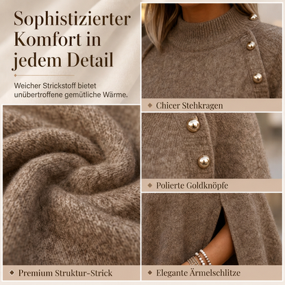 ✨Neu Eingetroffen!✨Damen Strickumhang-Poncho mit Knopfleiste