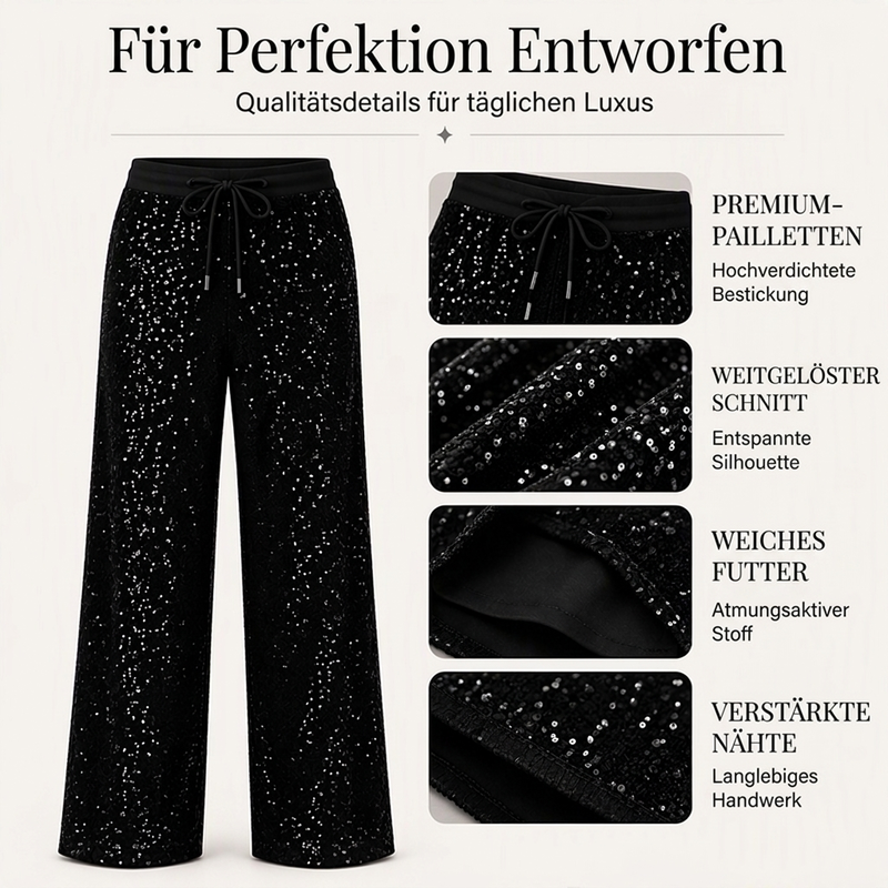 ⏰Beliebt und bald ausverkauft!⏰ Damen funkelnde Pailletten-Weitbeinhose
