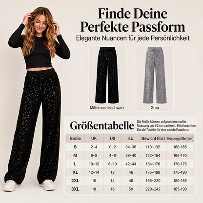 ⏰Beliebt und bald ausverkauft!⏰ Damen funkelnde Pailletten-Weitbeinhose