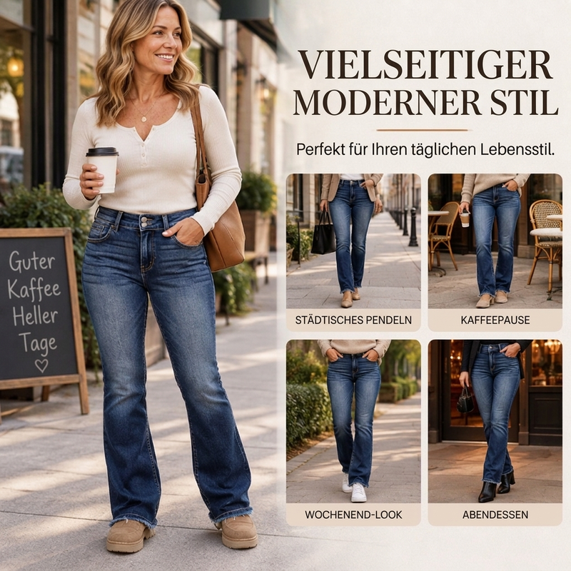 📢🎉50%Rabatt!!!🛍️✨Damen Bootcut-Jeans mit Doppelknopf und hohem Bund