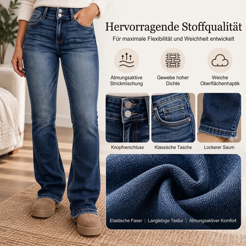 📢🎉50%Rabatt!!!🛍️✨Damen Bootcut-Jeans mit Doppelknopf und hohem Bund