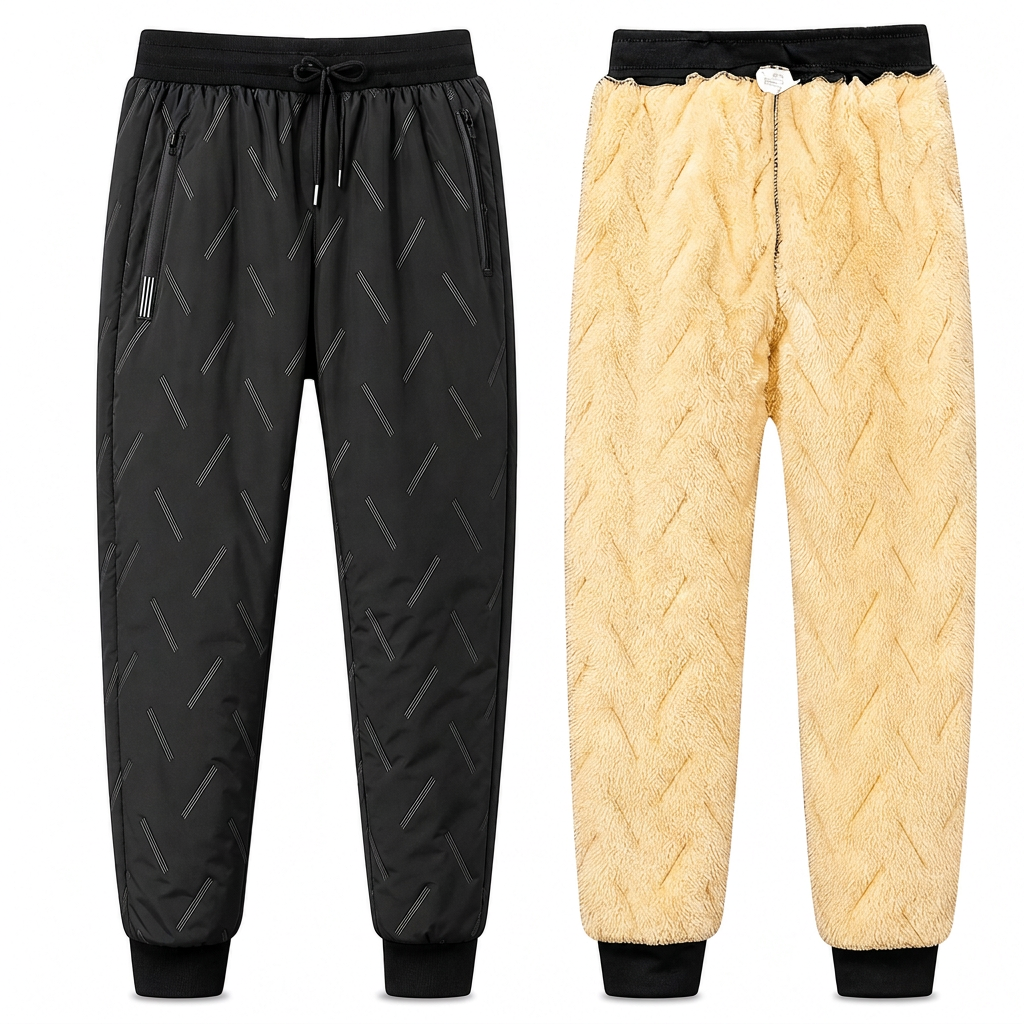 💥50% Rabatt! Nur heute!💥Unisex-Jogginghose mit lockerem Schnitt und Sherpa-Fleecefutter, warme Winter-Freizeithose mit Reißverschlusstaschen